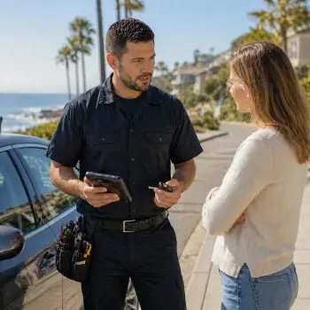 Auto locksmith helping a driver locked out of their car in La Jolla San Diego