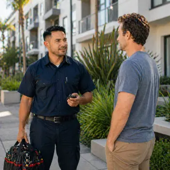 Locksmith helping a resident locked out of an apartment in Mission Valley San Diego