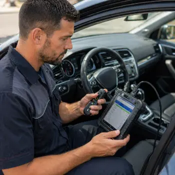 Transponder key being programmed for a San Diego vehicle by a mobile locksmith
